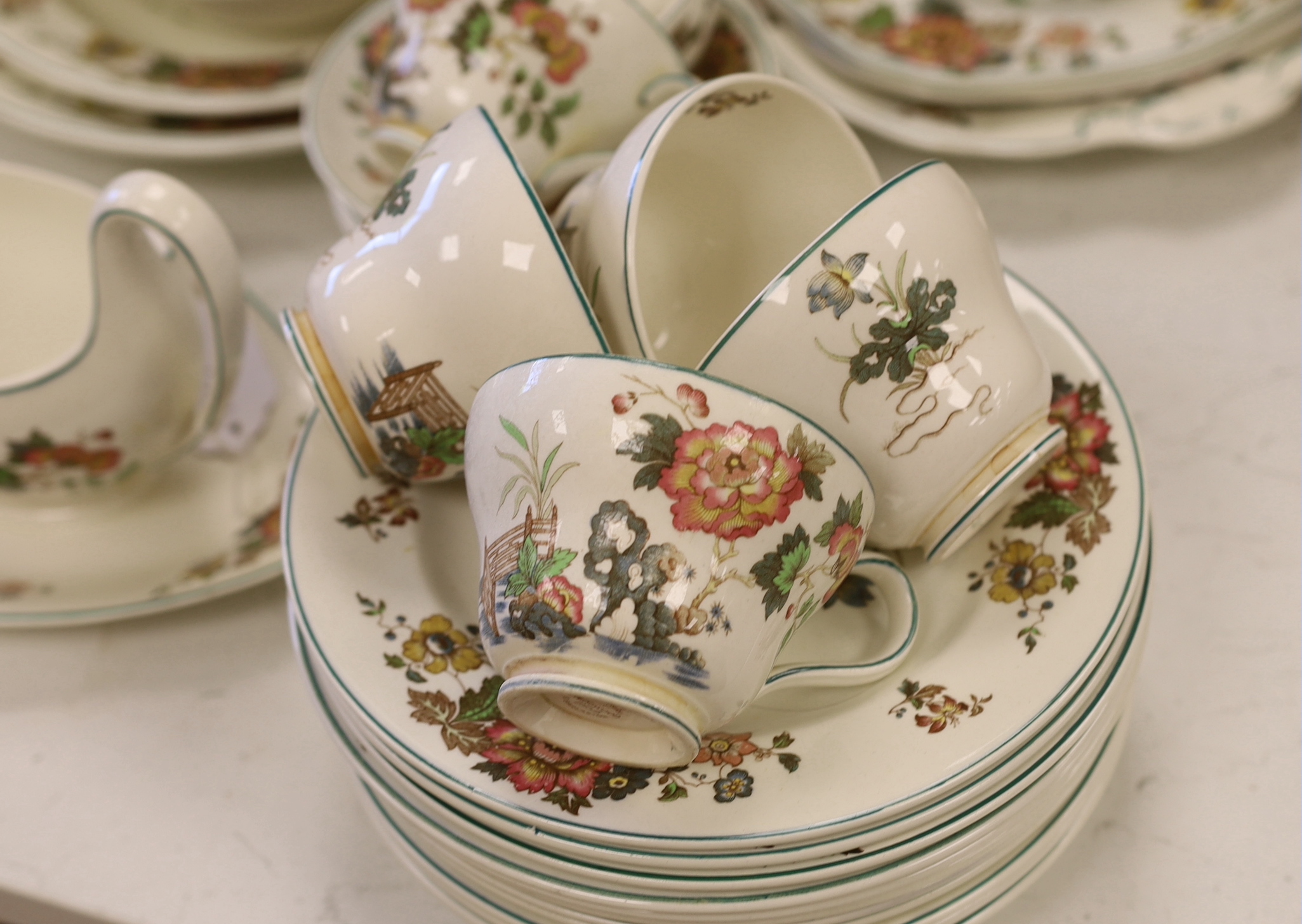 A Wedgwood ‘Eastern flowers’ pattern tea and part dinner service